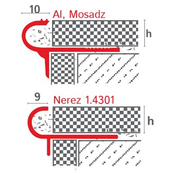 Stair nosing profile - rounded with nose 